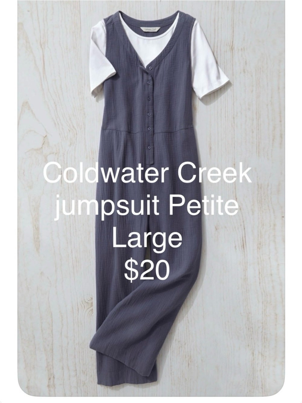 Coldwater Creek Blue Button-Front Jumpsuit